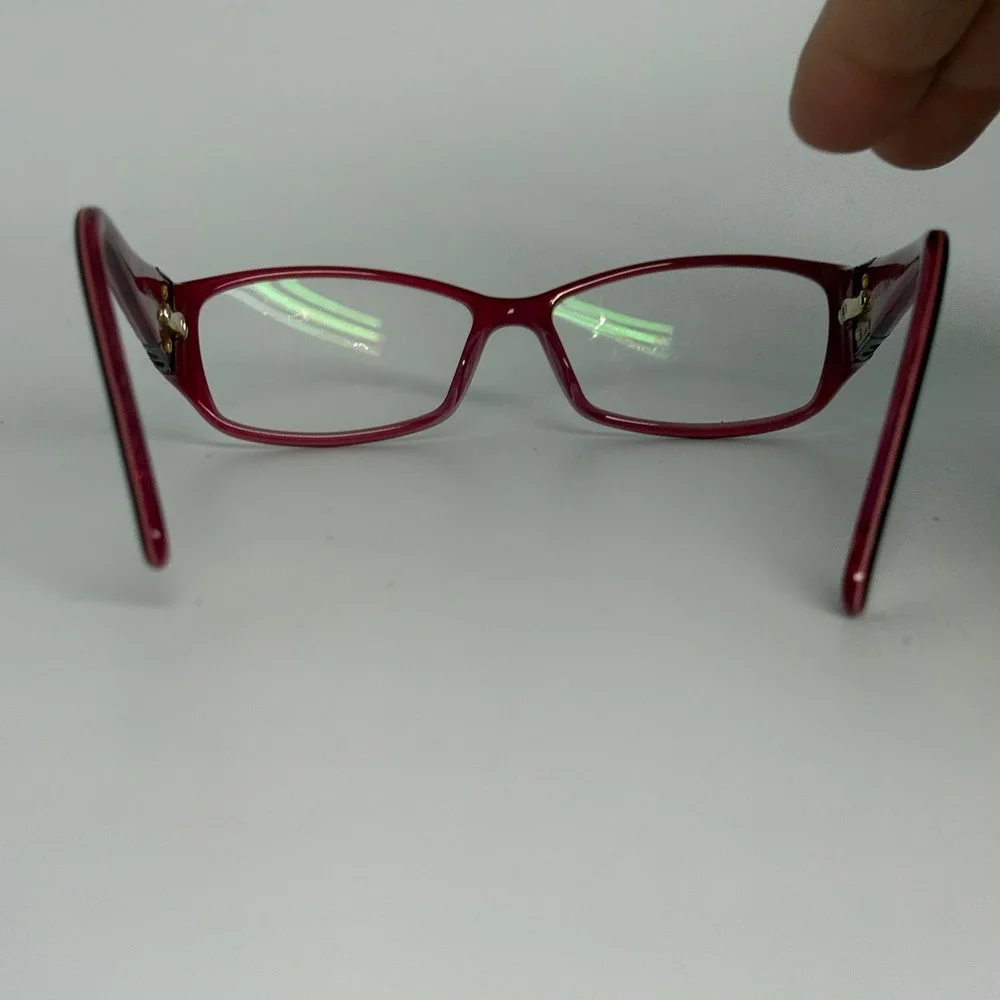Rosella Ruby Eyeglasses‎ Frames 53-15-135 Burgundy Floral Temple Detail 22294